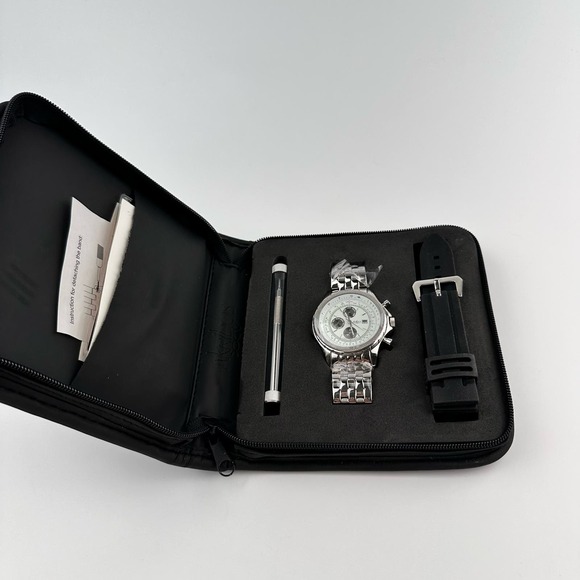 NOS Akribos XXIV Multi Function Chronograph Watch Stainless Steel extra Band - Picture 3 of 15